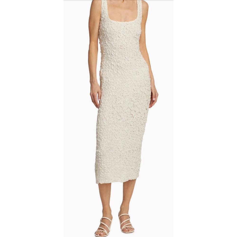Mara Hoffman Sloan Popcorn Textured Midi Dress Cream Off White XL NWOT